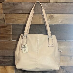 Fossil Beige Leather Shoulder Bag